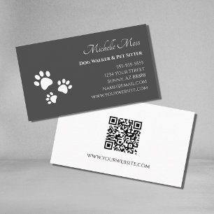 Tarjeta De Visita Código QR Pintura Imprime Mascota Sitter Gris