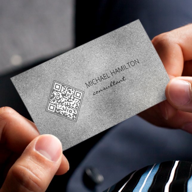 Tarjeta De Visita Código QR Plata Brillo (Subido por el creador)