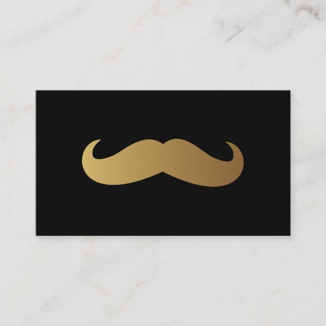Tarjeta De Visita Código QR profesional Barber Golden Mustache (Anverso)