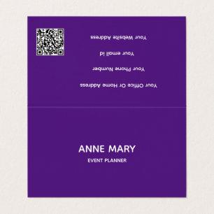Tarjeta De Visita Código QR profesional color morado blanco moderno