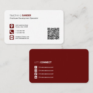 Tarjeta De Visita Código QR profesional con icono de medios sociales