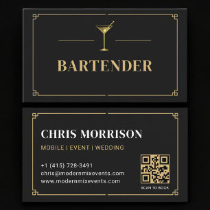 Tarjeta De Visita Código QR Profesional de Bartender