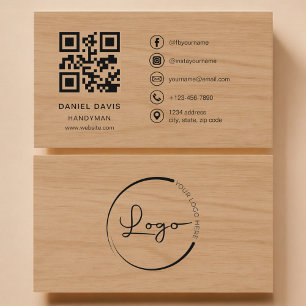 Tarjeta De Visita Código QR Profesional de Carpintería para Manitas