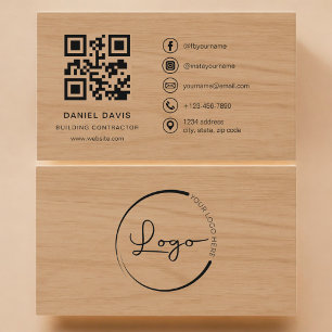 Tarjeta De Visita Código QR profesional de contratista de construcci
