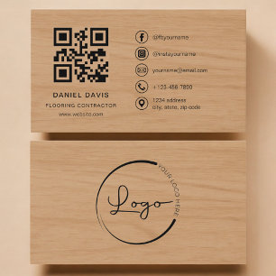 Tarjeta De Visita Código QR profesional de contratista de pisos de m