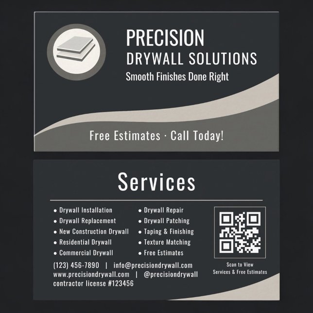 Tarjeta De Visita Código QR profesional de drywall (Subido por el creador)