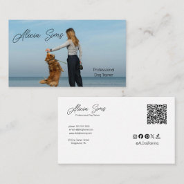 Tarjeta De Visita Código QR profesional de entrenador de perros pers