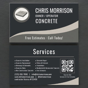 Tarjeta De Visita Código QR Profesional de Hormigón