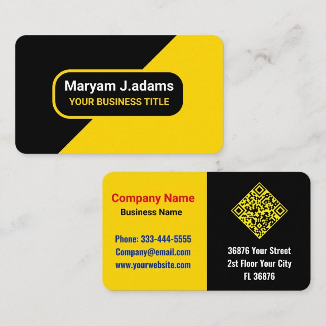 Tarjeta De Visita Código QR profesional de lujo oro negro (Anverso / Reverso)