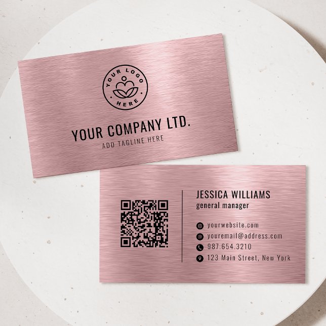 Tarjeta De Visita Código QR Profesional de Metal Cepillado Falso Ros (Subido por el creador)