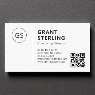 Tarjeta De Visita Código QR profesional de monograma minimalista