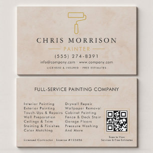 Tarjeta De Visita Código QR Profesional de Pintor de Hogar