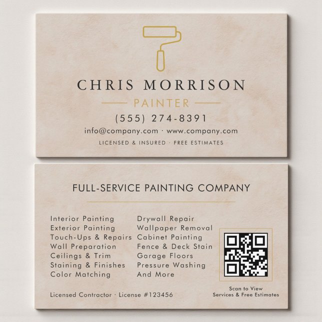 Tarjeta De Visita Código QR Profesional de Pintor de Hogar (Subido por el creador)
