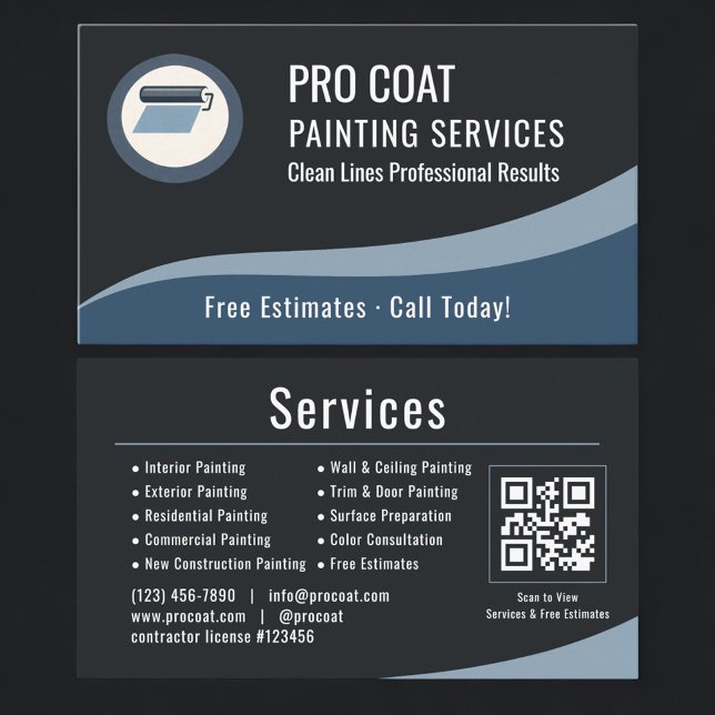 Tarjeta De Visita Código QR profesional de pintor de pintura (Subido por el creador)