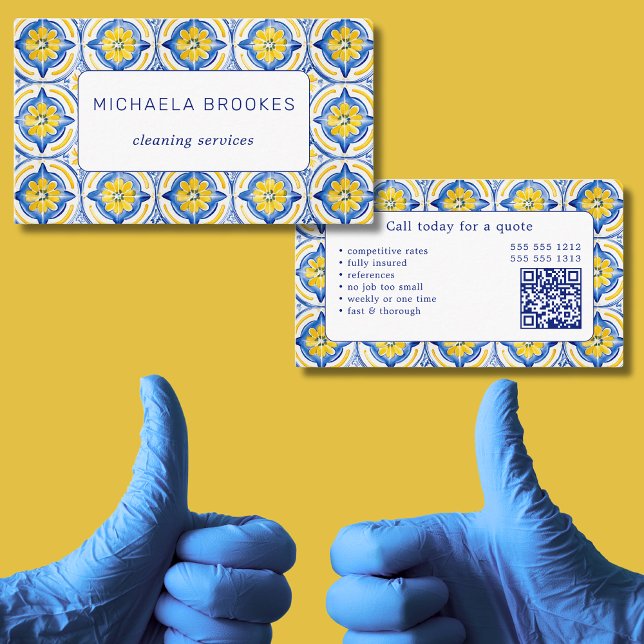 Tarjeta De Visita Código QR profesional de servicios de limpieza (Subido por el creador)