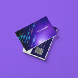 Tarjeta De Visita Código QR profesional de tecnología Purple de soft