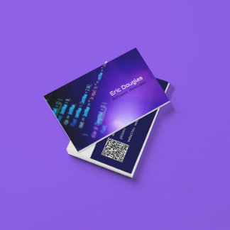 Tarjeta De Visita Código QR profesional de tecnología Purple de soft