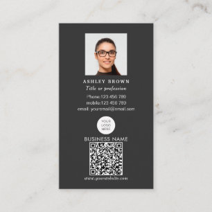 Tarjeta De Visita Código QR profesional Fotografía sencilla del logo