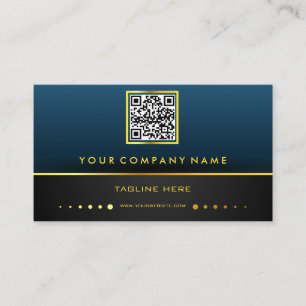 Tarjeta De Visita Código QR Profesional Gradiente Azul y Dorado