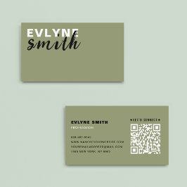 Tarjeta De Visita Código QR profesional Guión verde moderno Sage