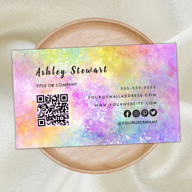 Tarjeta De Visita Código Qr profesional Holo moderno Opal Stylish (Subido por el creador)