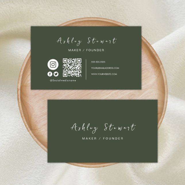 Tarjeta De Visita Código Qr Profesional Medios Sociales Bosque Verde (Subido por el creador)