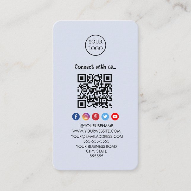 Tarjeta De Visita Código Qr profesional Medios sociales Conectarse c (Anverso)