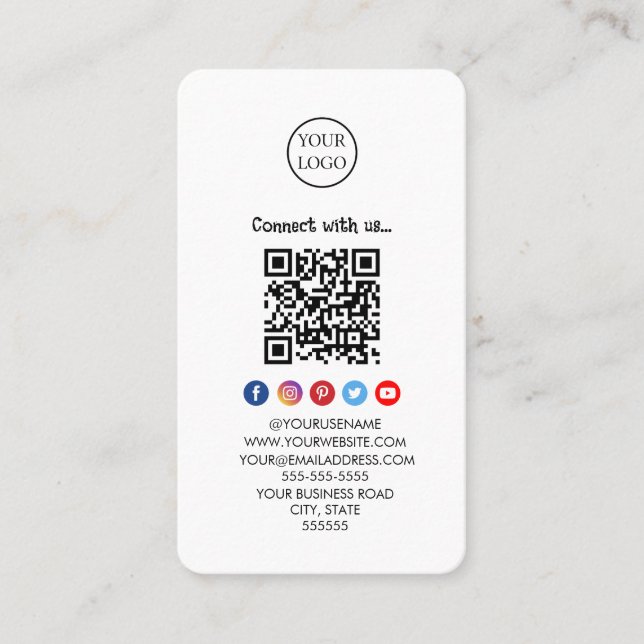 Tarjeta De Visita Código Qr profesional Medios sociales Conectarse c (Anverso)