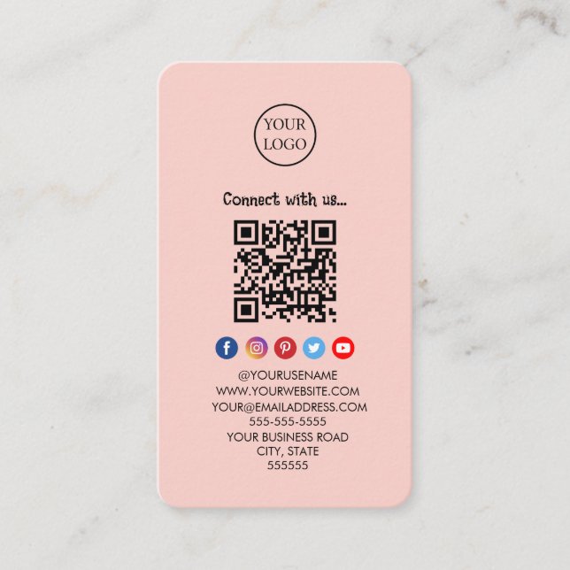 Tarjeta De Visita Código Qr profesional Medios sociales Conectarse c (Anverso)