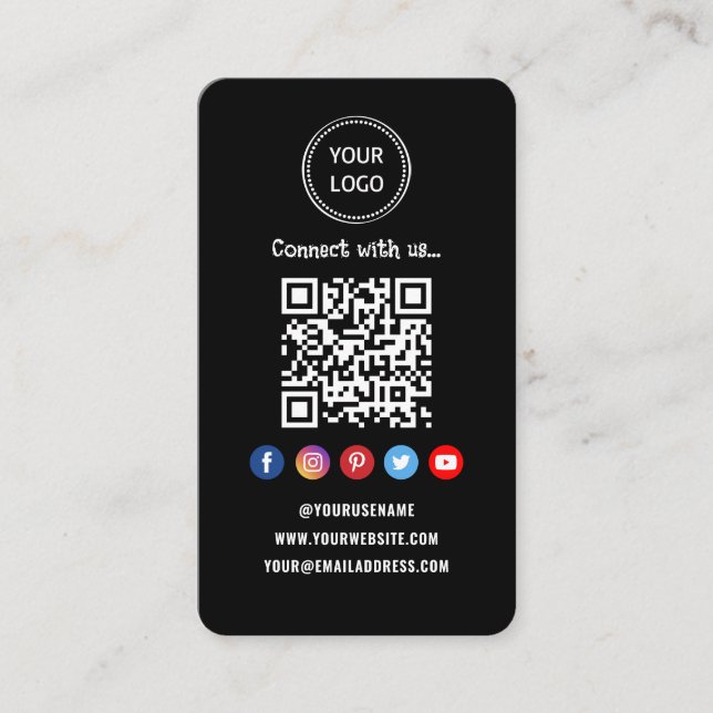 Tarjeta De Visita Código Qr profesional Medios sociales Conectarse c (Anverso)