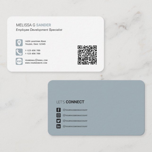 Tarjeta De Visita Código QR profesional medios sociales polvoriento  (Anverso / Reverso)