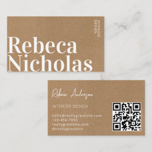 Tarjeta De Visita Código Qr profesional minimalista de papel Kraft m