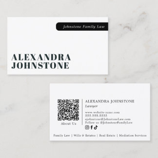 Tarjeta De Visita Código QR Profesional Minimalista Elegante Negro B