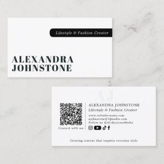 Tarjeta De Visita Código QR profesional minimalista en negro y blanc