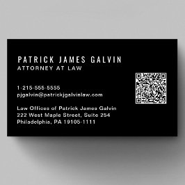 Tarjeta De Visita Código QR Profesional Minimalista Moderno Negro