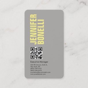Tarjeta De Visita código QR profesional minimalista negrita amarillo