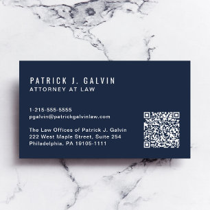 Tarjeta De Visita Código QR profesional mínimo Azul