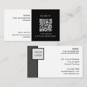 Tarjeta De Visita Código QR Profesional Mínimo Escaneable Promoción