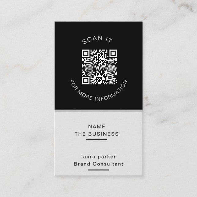Tarjeta De Visita Código QR Profesional Mínimo Escaneable Promoción (Anverso)