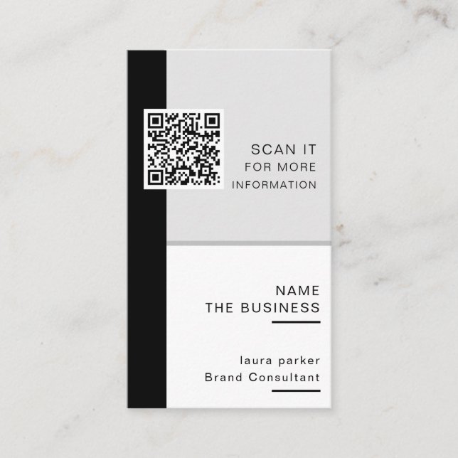 Tarjeta De Visita Código QR Profesional Mínimo Escaneable Promoción (Anverso)