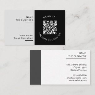 Tarjeta De Visita Código QR Profesional Mínimo Escaneable Promoción