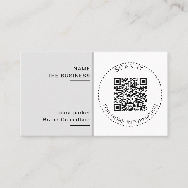 Tarjeta De Visita Código QR Profesional Mínimo Escaneable Promoción (Anverso)
