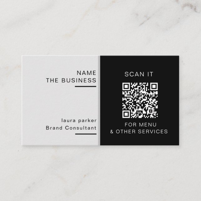 Tarjeta De Visita Código QR Profesional Mínimo Escaneable Promoción (Anverso)