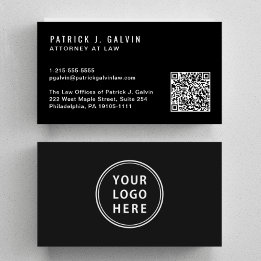 Tarjeta De Visita Código QR Profesional Mínimo Logo Negro