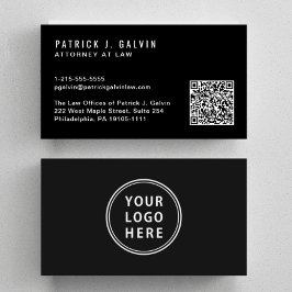 Tarjeta De Visita Código QR Profesional Mínimo Logo Negro