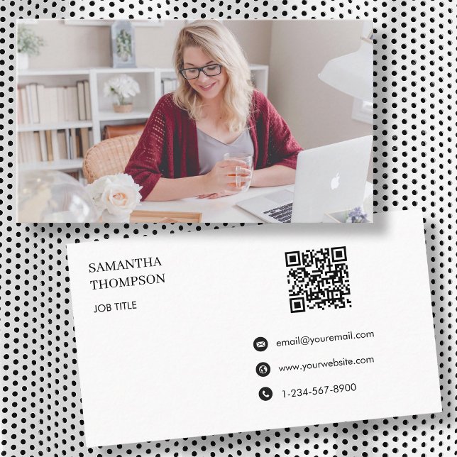 Tarjeta De Visita Código QR profesional mínimo moderno (Modern Simple Minimal Professional QR Code Business Card)