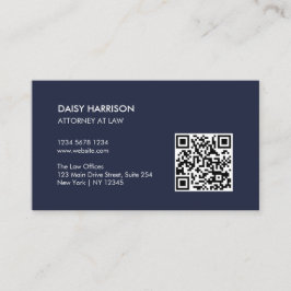 Tarjeta De Visita Código QR profesional mínimo Navy azul