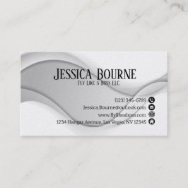 Tarjeta De Visita Código QR profesional mínimo Plata blanca