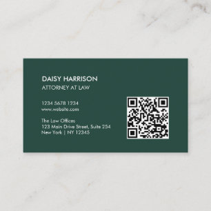 Tarjeta De Visita Código QR profesional mínimo verde esmeralda