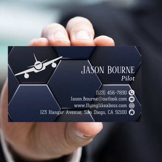 Tarjeta De Visita Código QR profesional moderno azul y blanco,Aviaci (Subido por el creador)